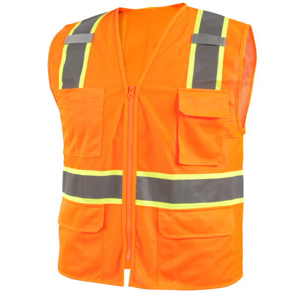 ANSI Class 2 7-Pocket Hi-Vis Safety Vest (Orange) #VS2035-OR